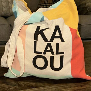 kalalou design canvas tote bag colorful nwot g24